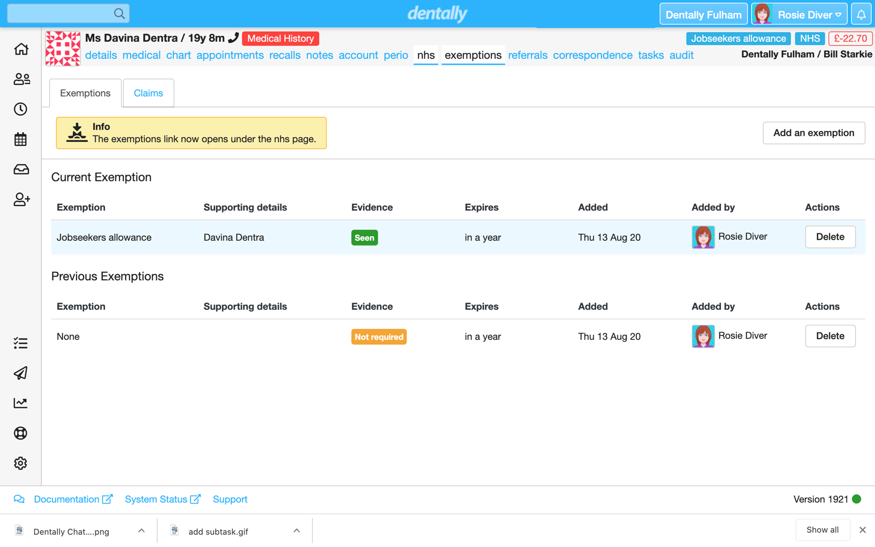 NHS England Exemptions